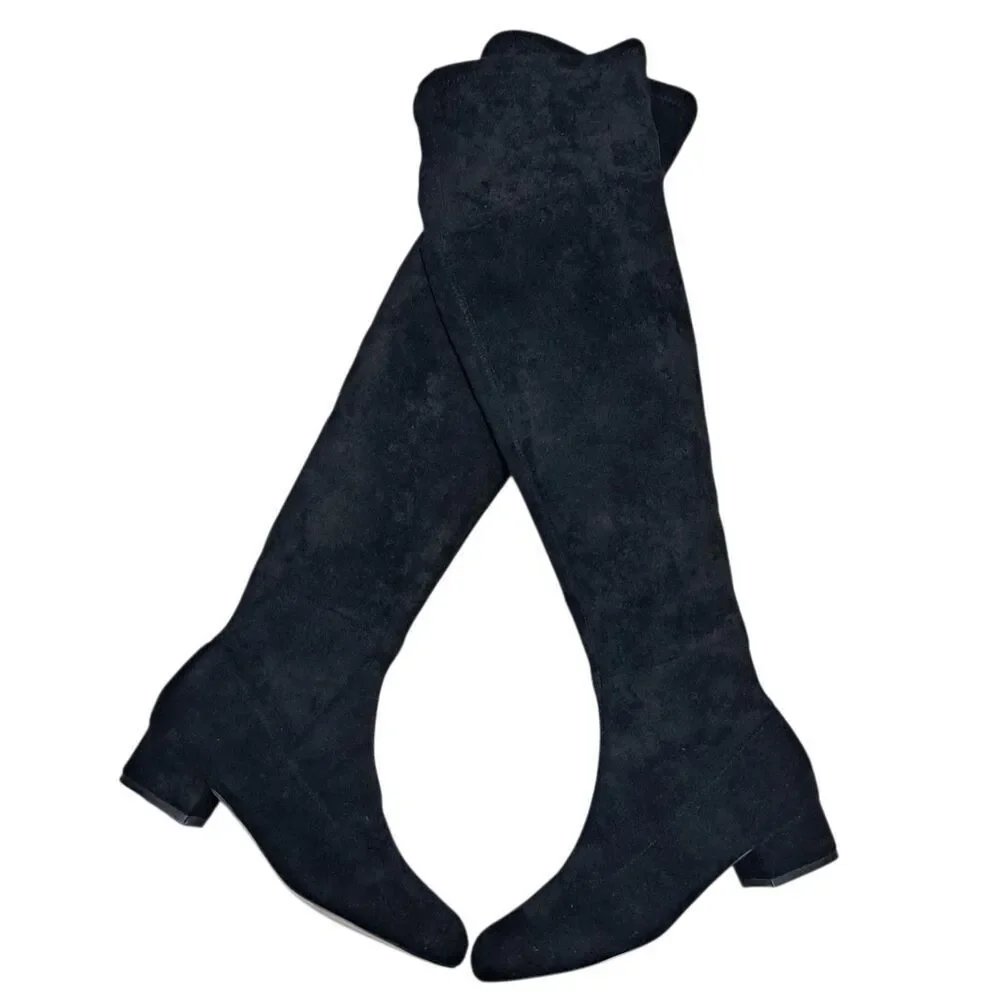 Anthropologie Raven Gothic Preppy Glam Casual Knee High Boots Size 6 Black
